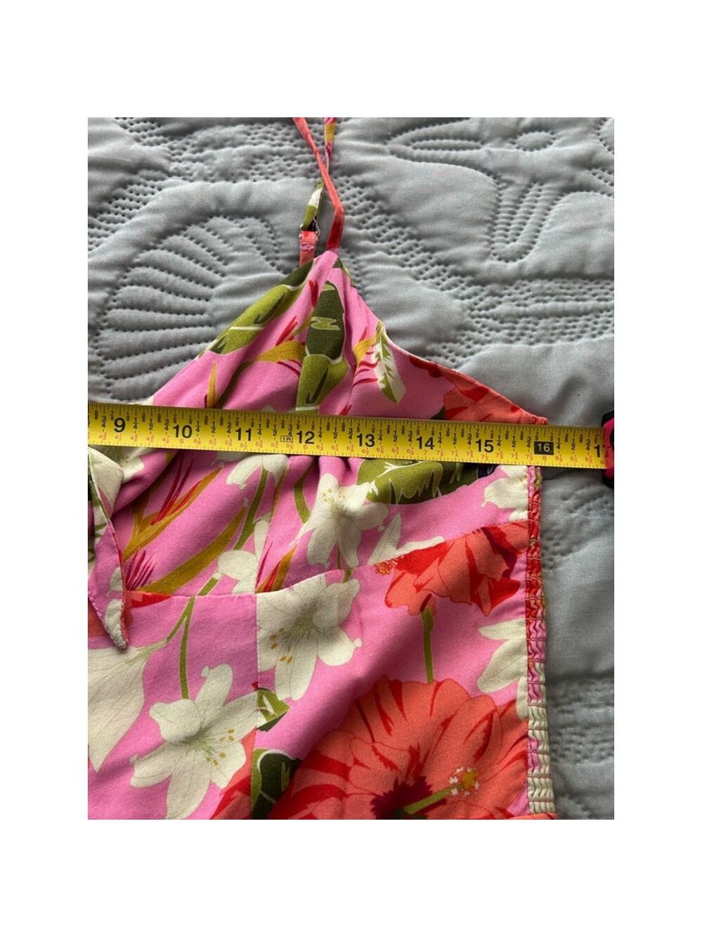Yumi Kim Mai Tai Pink Floral Wide Leg Jumpsuit Rayon Size 12 - Picture 9 of 11